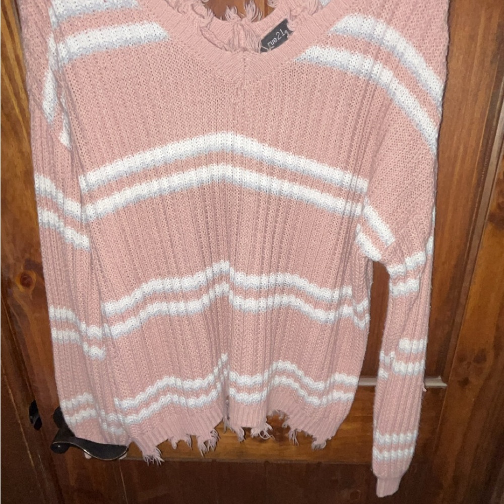 Women's Pink Striped Sweater